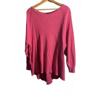 We The Free Pink Long Sleeve Waffle Knit Women's Top M